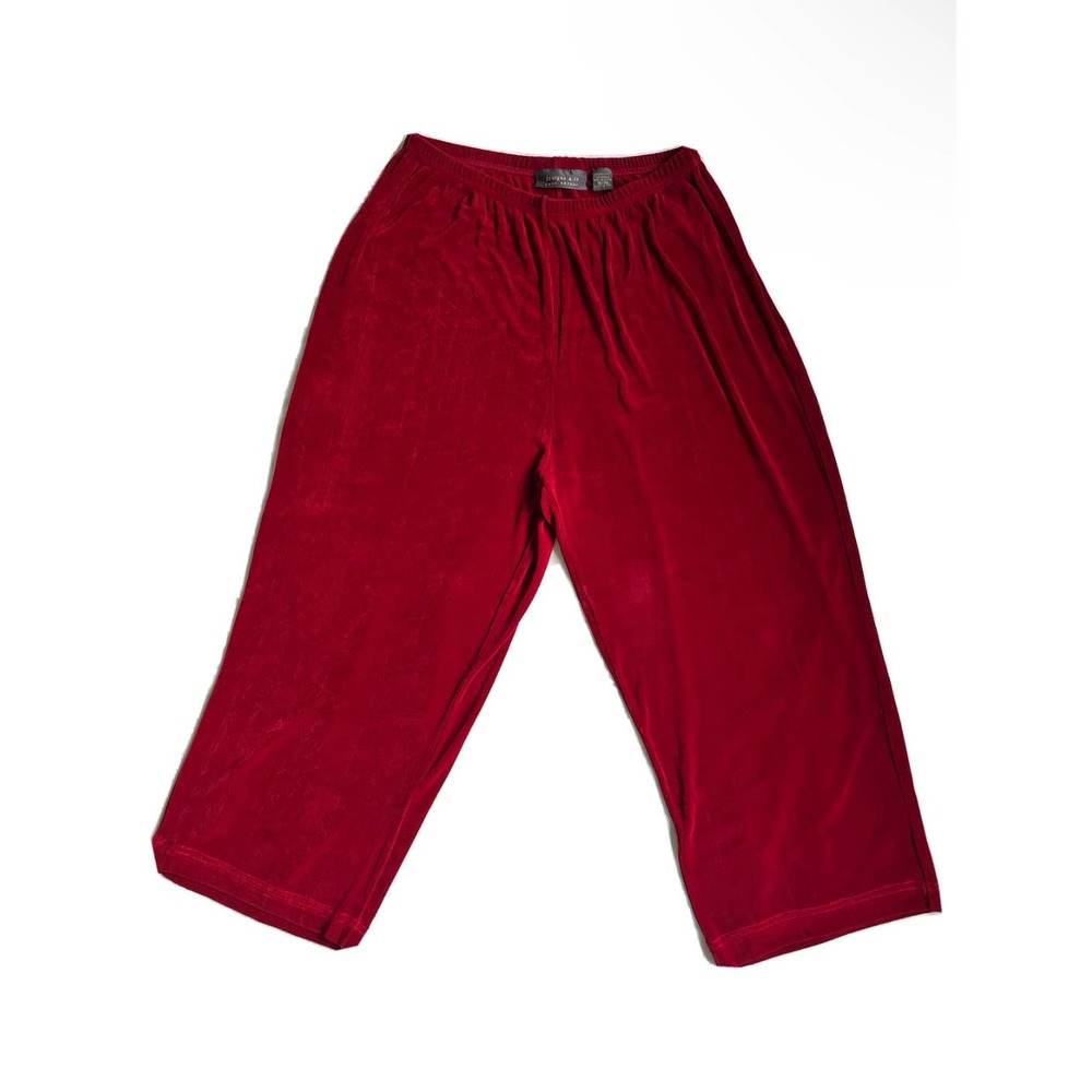 Lane Bryant Comfort Stretch Knit Capri Pants Burgundy Red Plus Size 18/20 90s